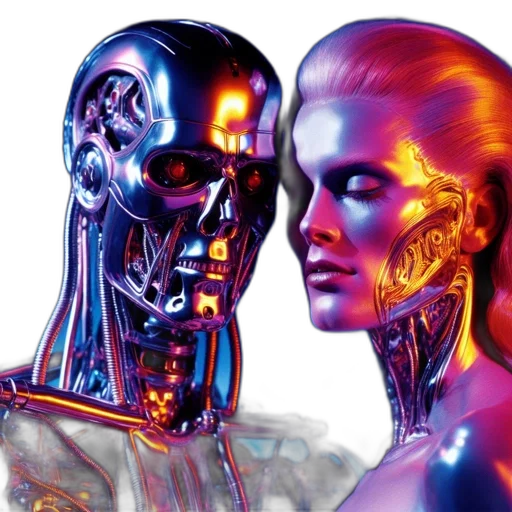 robot, cyberpunk, concept art, 3d render transparent PNG cut-out