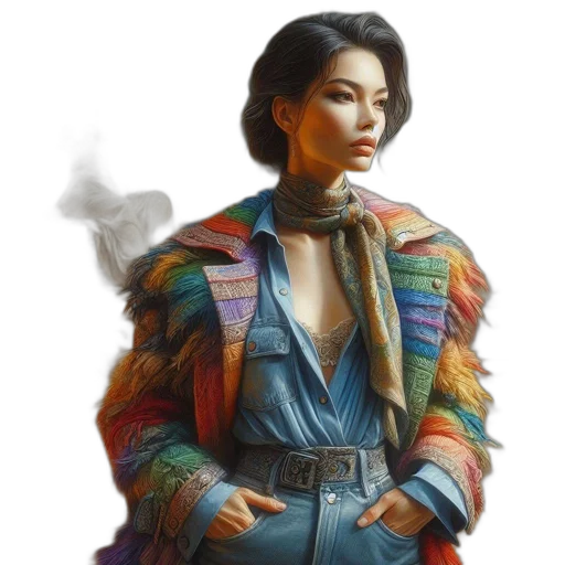 jacket, dress, concept art, cyberpunk transparent PNG cut-out