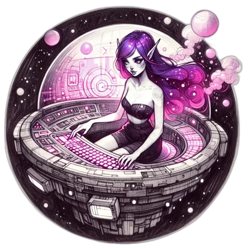 concept art, fantasy art, pixel art, cyberpunk transparent PNG cut-out