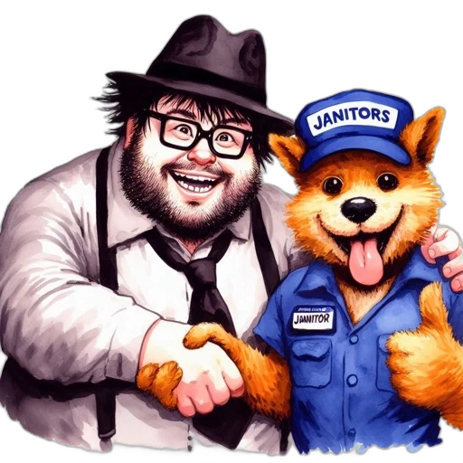 staff, animal, hat, jacket transparent PNG cut-out