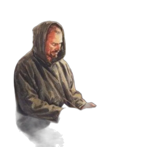 jacket, face, staff, creature transparent PNG cut-out
