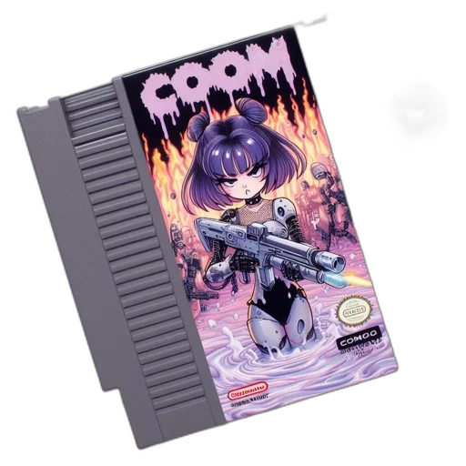weapon, robot, crown, vaporwave transparent PNG cut-out