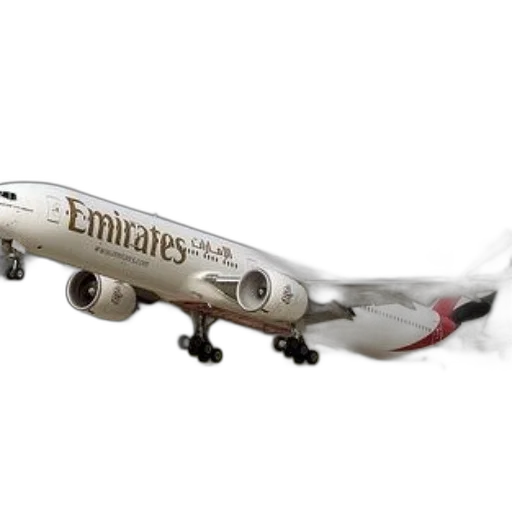 3d render, photorealistic, emirates, airplane transparent PNG cut-out