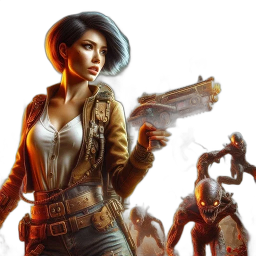 concept art, comic book art, cyberpunk, fantasy art transparent PNG cut-out