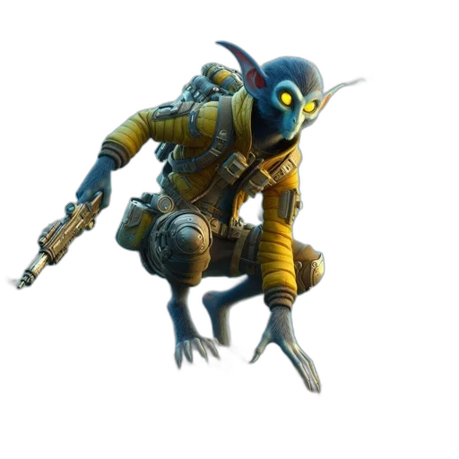 creature, dragon, robot, staff transparent PNG cut-out