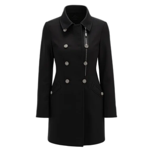 jacket, dress, black, long-sleeved transparent PNG cut-out