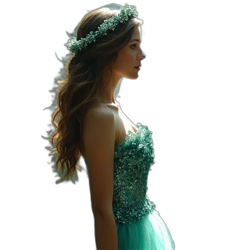dress, crown, jewelry, photorealistic transparent PNG cut-out