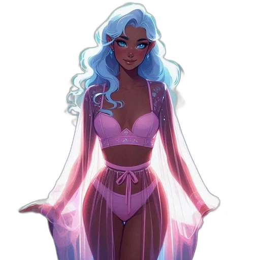 dress, concept art, fantasy art, vaporwave transparent PNG cut-out