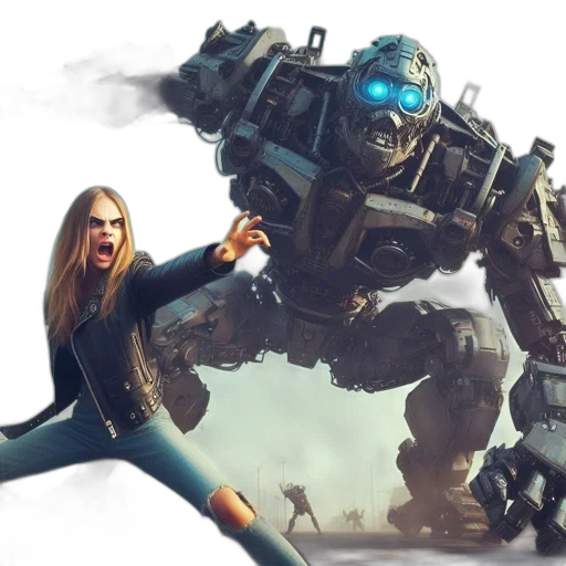 robot, concept art, cyberpunk, comic book art transparent PNG cut-out