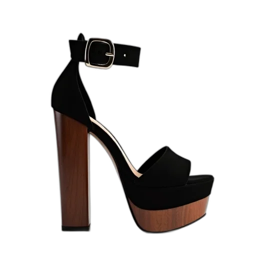 shoes, 3d render, black, high-heeled transparent PNG cut-out