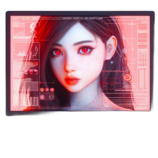 robot, face, cyberpunk, vaporwave transparent PNG cut-out