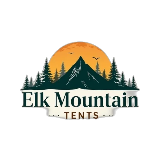 elk, mountain, tents, logo transparent PNG cut-out