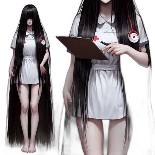 hair, dress, staff, creature transparent PNG cut-out