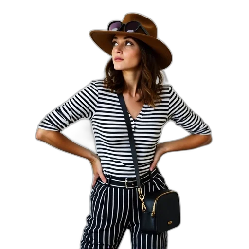 hat, monochrome, woman, standing transparent PNG cut-out