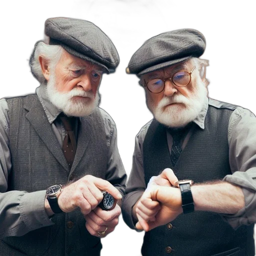 two, elderly, men, dressed transparent PNG cut-out