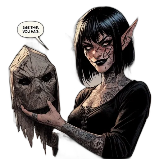 mask, comic book art, concept art, fantasy art transparent PNG cut-out