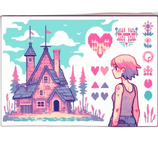 building, dress, concept art, pixel art transparent PNG cut-out
