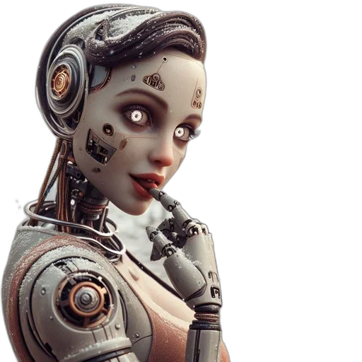 robot, concept art, 3d render, cyberpunk transparent PNG cut-out