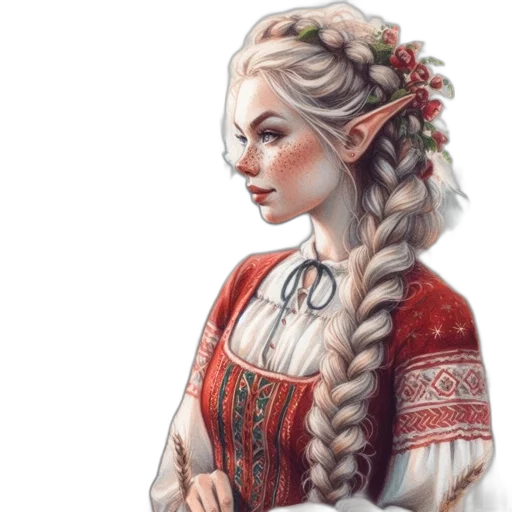 dress, face, staff, crown transparent PNG cut-out