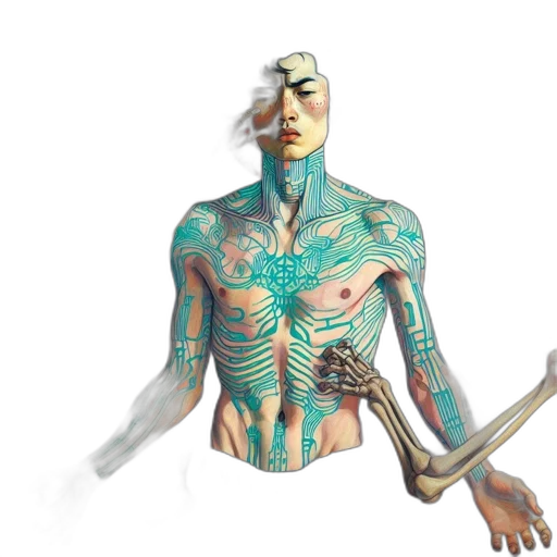 robot, mask, jewelry, staff transparent PNG cut-out