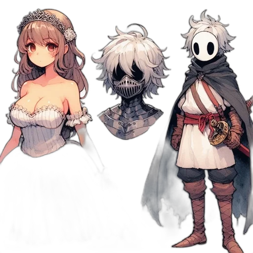 mask, dress, staff, creature transparent PNG cut-out