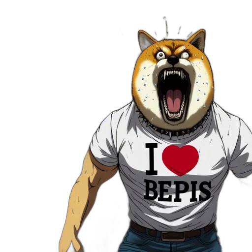 concept art, cartoon, muscular, shiba transparent PNG cut-out