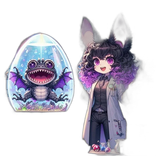 creature, concept art, fantasy art, vaporwave transparent PNG cut-out