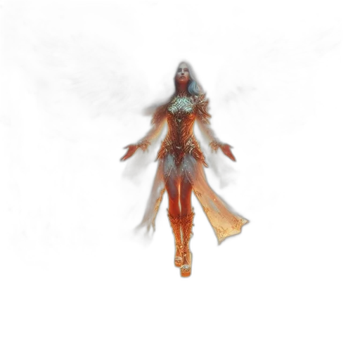 dress, creature, staff, robot transparent PNG cut-out