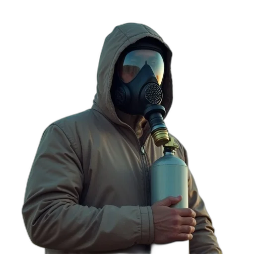 jacket, bottle, mask, weapon transparent PNG cut-out