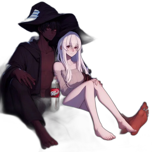 bottle, dress, hat, pixel art transparent PNG cut-out