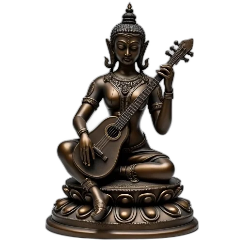 3d render, bronze, statue, seated transparent PNG cut-out