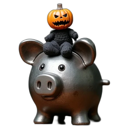 3d render, metal, bank, halloween transparent PNG cut-out