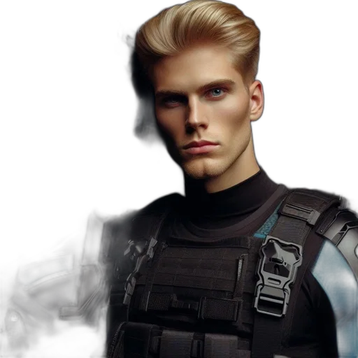jacket, face, cyberpunk, photorealistic transparent PNG cut-out