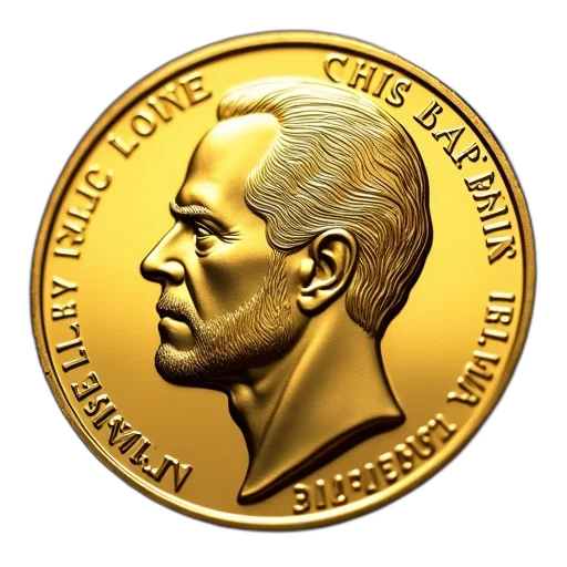 face, gold, coin, man transparent PNG cut-out