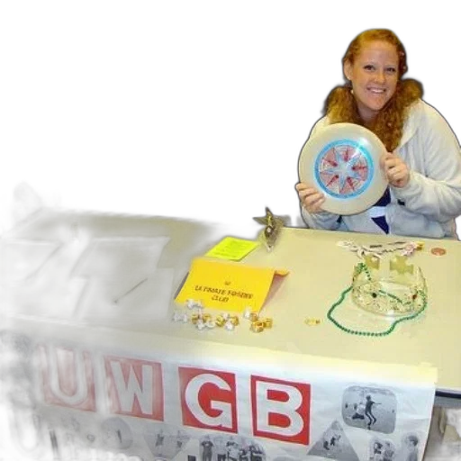 woman, holding, frisbee, front transparent PNG cut-out