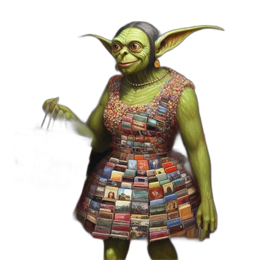 dress, staff, creature, concept art transparent PNG cut-out