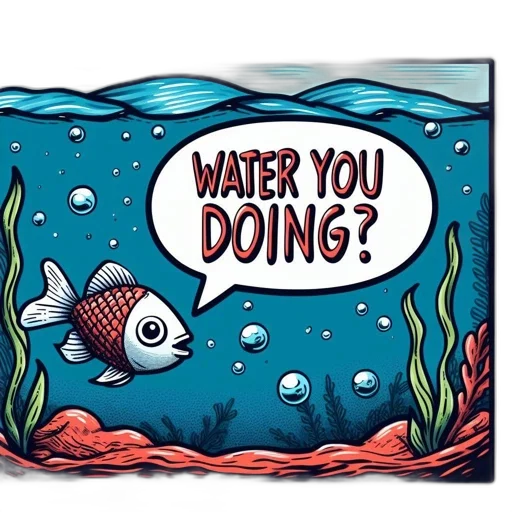 underwater, amusing, cartoon, shows transparent PNG cut-out