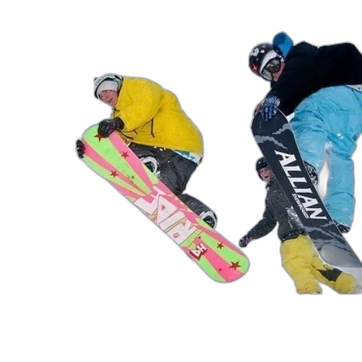 snow, neon, snowboarder, yellow transparent PNG cut-out