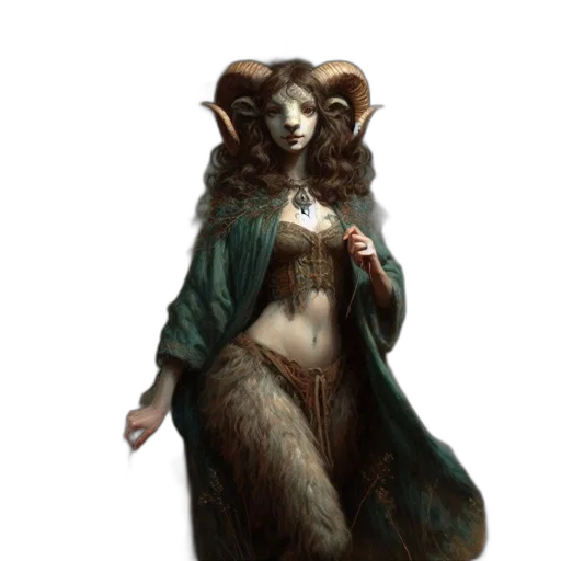 dress, staff, creature, fantasy art transparent PNG cut-out