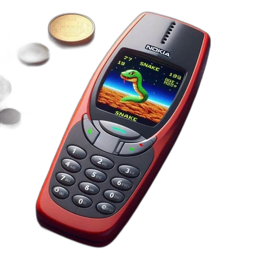 3d render, red, nokia, phone transparent PNG cut-out