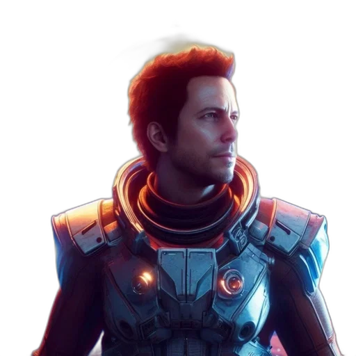 face, robot, jacket, staff transparent PNG cut-out