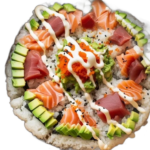 food, photorealistic, sushi, pizza transparent PNG cut-out