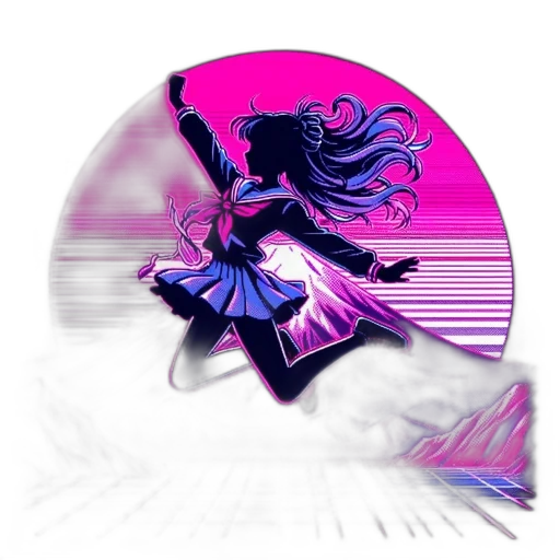 weapon, hair, sword, vaporwave transparent PNG cut-out