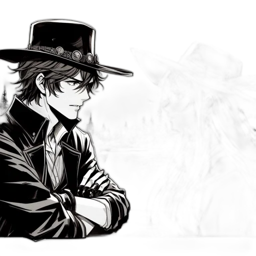 hat, staff, weapon, comic book art transparent PNG cut-out