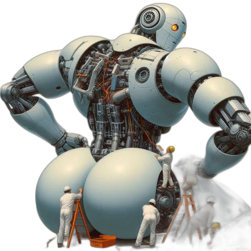 robot, concept art, 3d render, cyberpunk transparent PNG cut-out