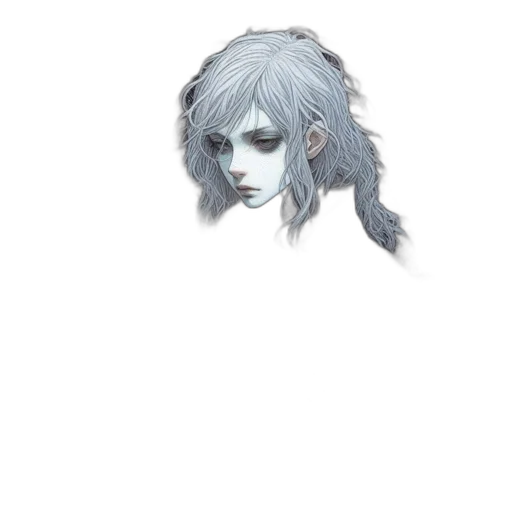 hair, creature, face, staff transparent PNG cut-out