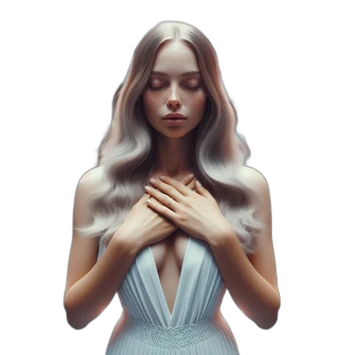 dress, hair, jewelry, face transparent PNG cut-out