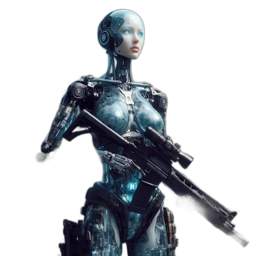 robot, weapon, cyberpunk, concept art transparent PNG cut-out
