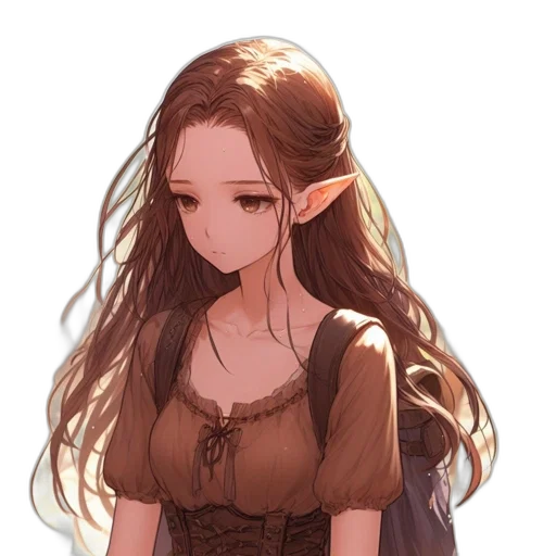 dress, face, staff, hair transparent PNG cut-out