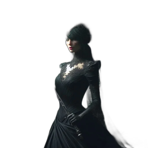 dress, jewelry, staff, crown transparent PNG cut-out